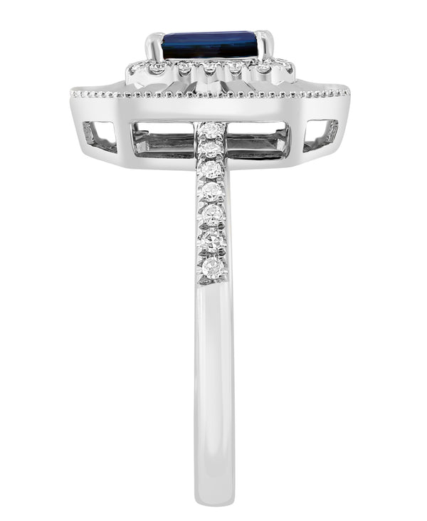 Effy 14K White Gold Natural Sapphire & Diamond Statement Ring