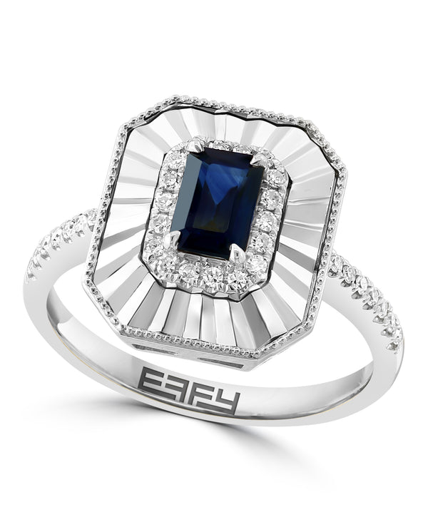 Effy 14K White Gold Natural Sapphire & Diamond Statement Ring