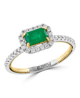 EFFY 14K Two-Tone Gold Diamond & Emerald Ring - Size 7