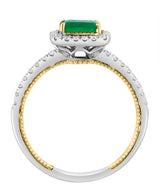EFFY 14K Two-Tone Gold Diamond & Emerald Ring - Size 7