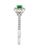 EFFY 14K Two-Tone Gold Diamond & Emerald Ring - Size 7