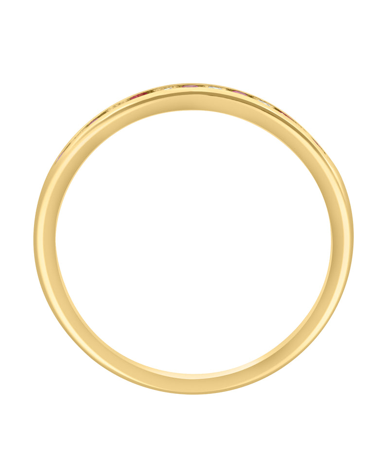 Effy 14K Yellow Gold Ruby & Diamond Band Ring