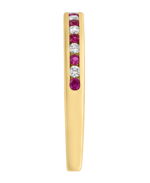 Effy 14K Yellow Gold Ruby & Diamond Band Ring