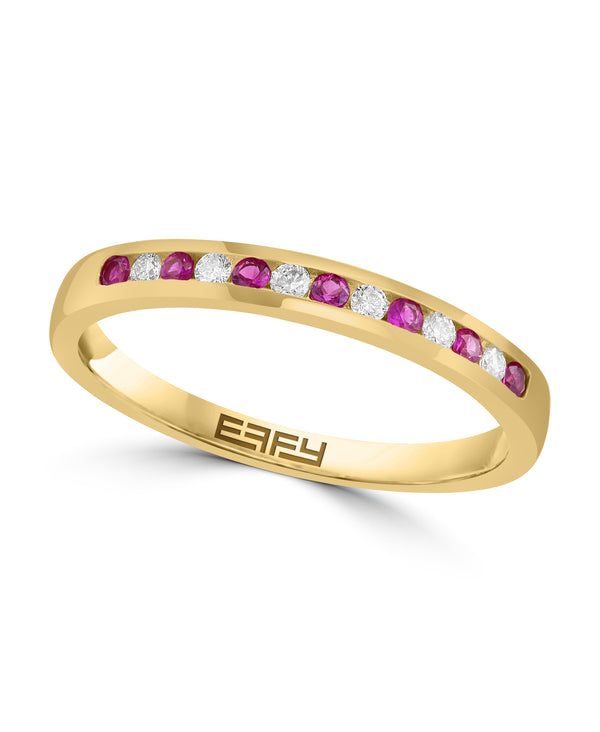 Effy 14K Yellow Gold Ruby & Diamond Band Ring