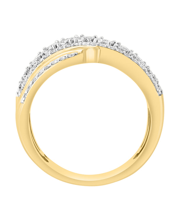 Effy 14K Two-Tone Gold Diamond Swirl Ring - Size 7