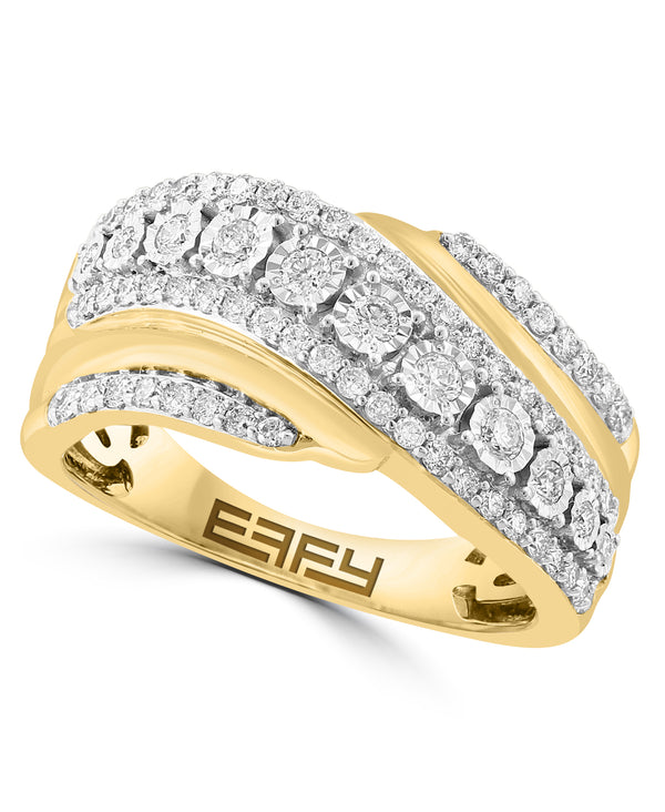 Effy 14K Two-Tone Gold Diamond Swirl Ring - Size 7