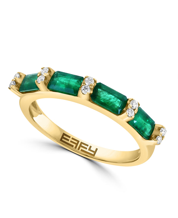 Effy 14K Yellow Gold Natural Emerald Diamond Ring