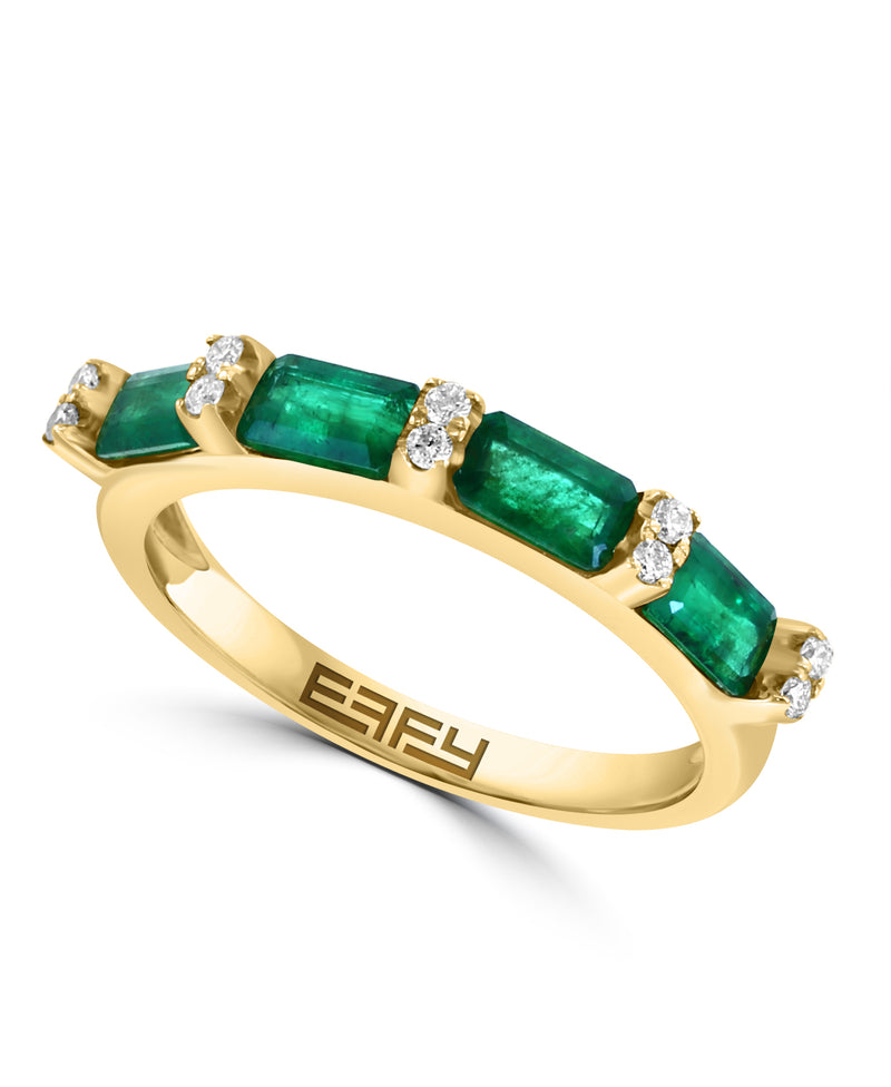 Effy 14K Yellow Gold Natural Emerald Diamond Ring