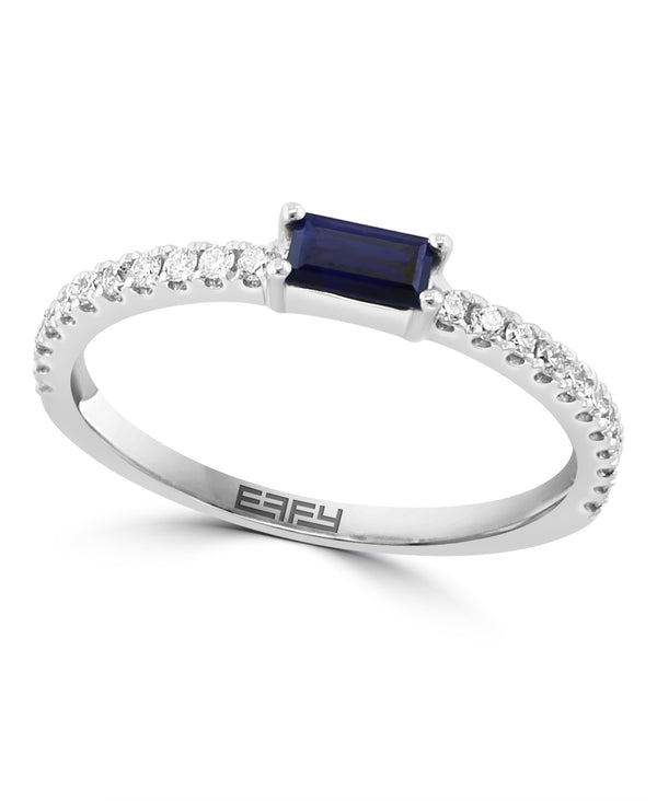 Effy 14K White Gold Sapphire & Diamond Band Ring