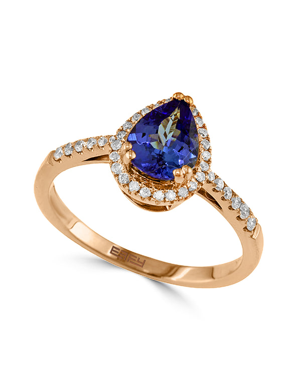 EFFY 14K Rose Gold Diamond Tanzanite Ring - Size 7