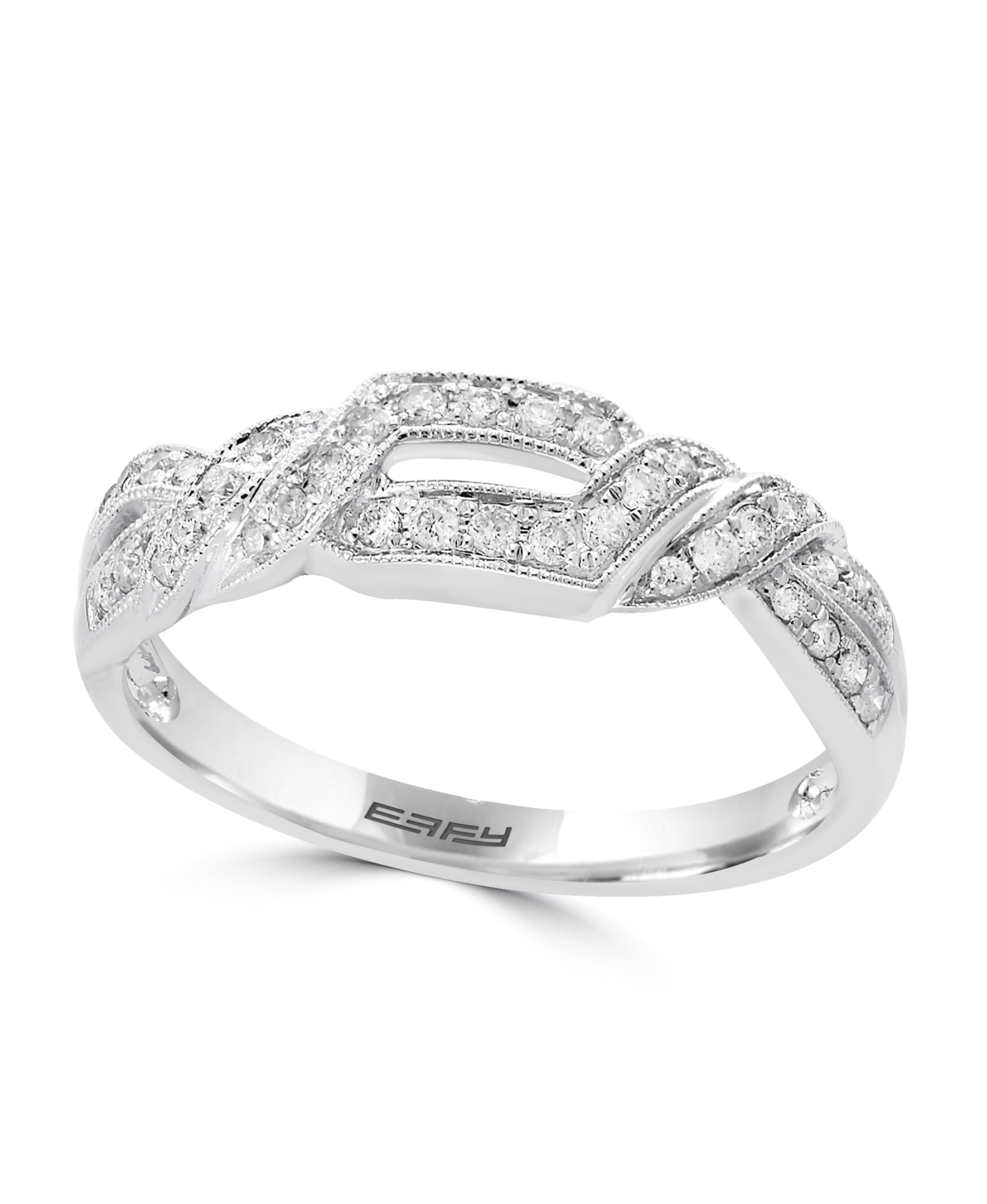 Effy 14K White Gold Diamond Twist Ring - Size 7