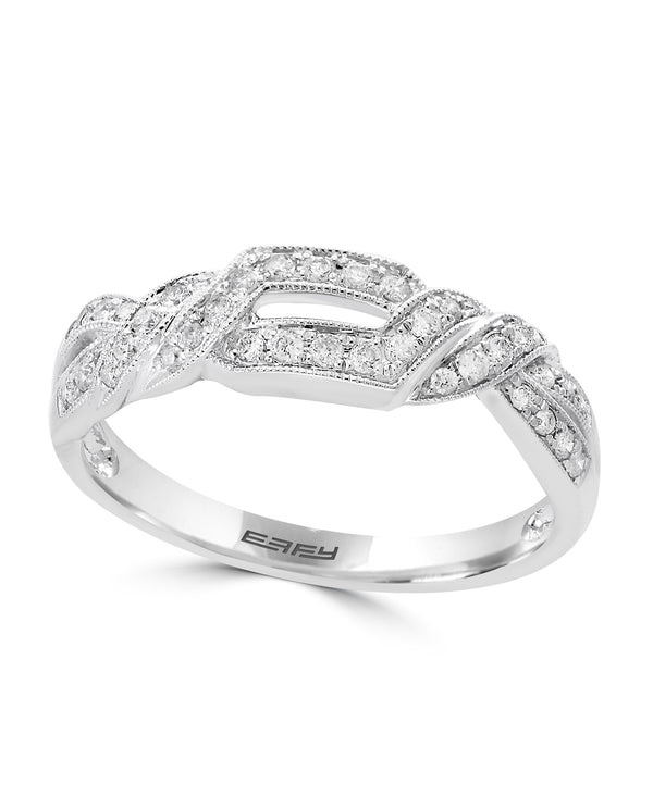 Effy 14K White Gold Diamond Twist Ring - Size 7