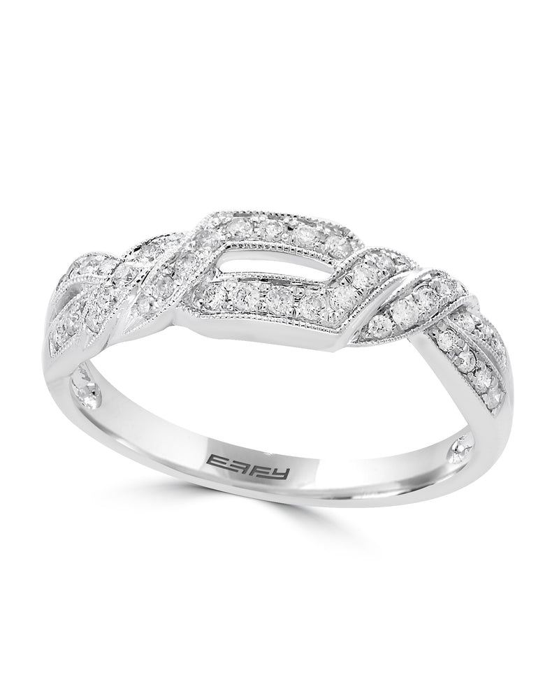 Effy 14K White Gold Diamond Twist Ring - Size 7