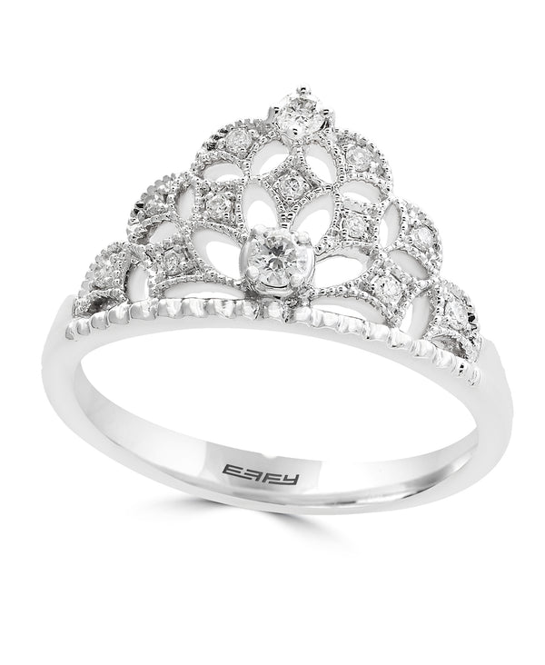 Effy 14K White Gold Diamond Tiara Ring - Size 7