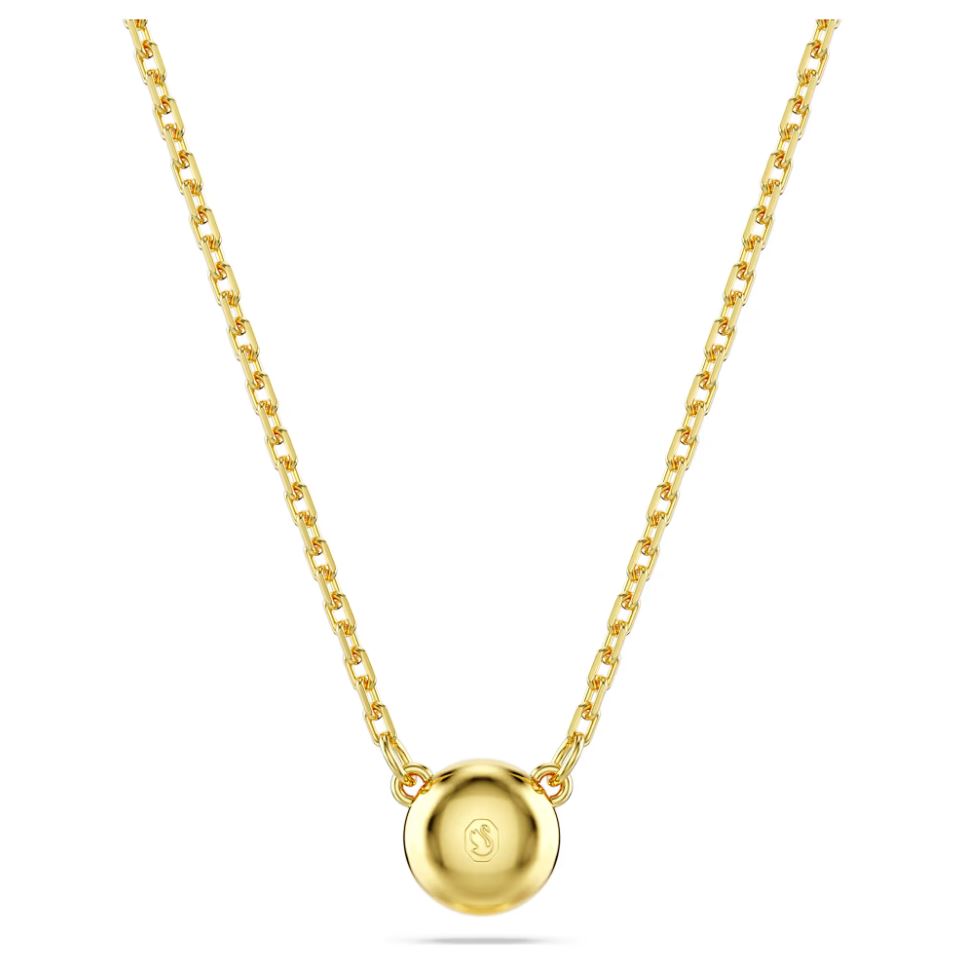 Swarovski Imber Pendant Necklace - Round cut, White, Gold-tone plated