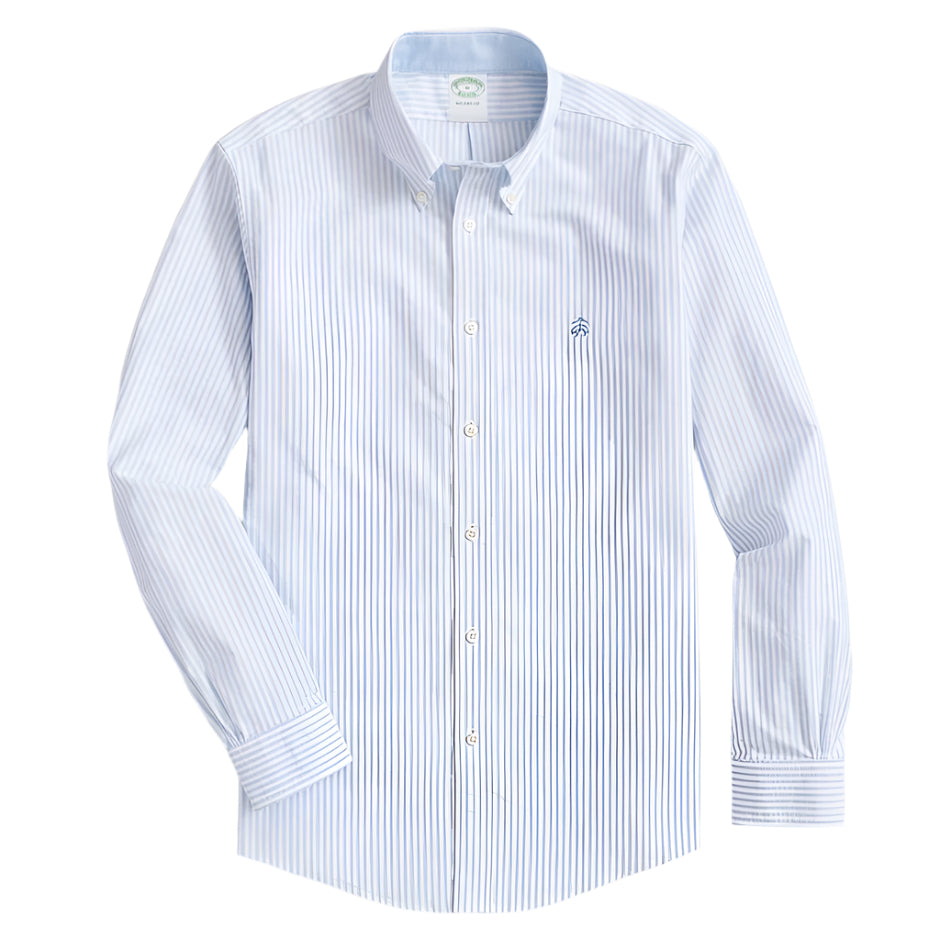Brooks Brothers Mens Sport Fit Non-Iron Oxford Stripe Long Sleeve Shirt