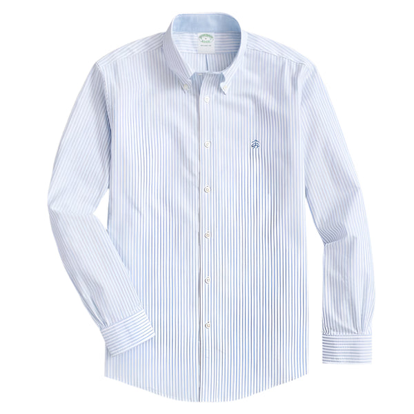 Brooks Brothers Mens Sport Fit Non-Iron Oxford Stripe Long Sleeve Shirt