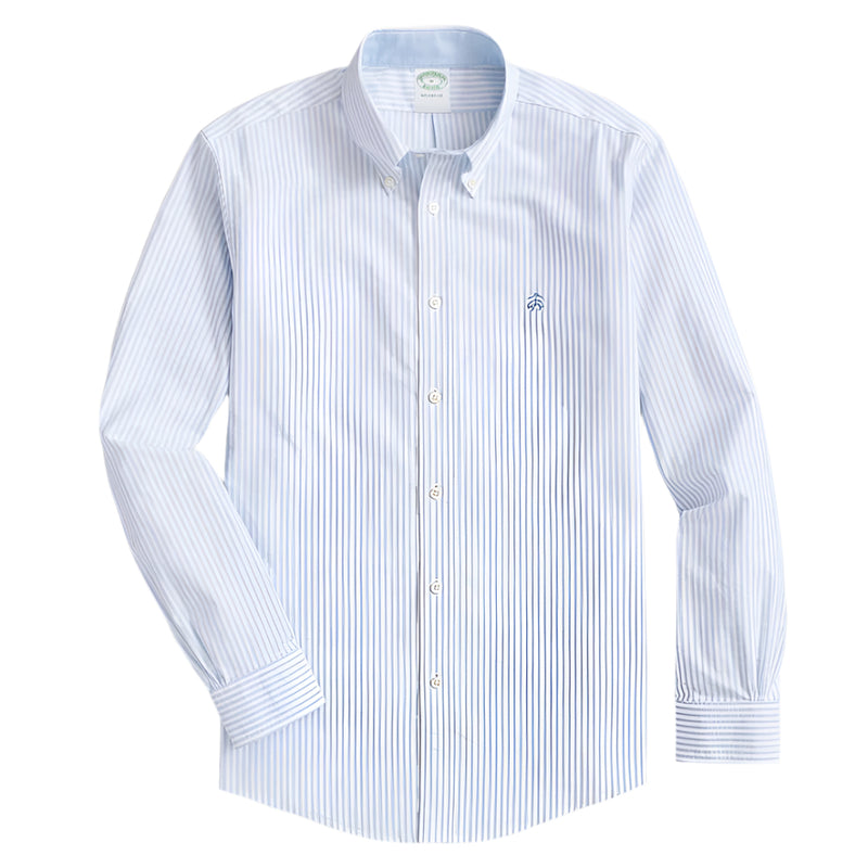 Brooks Brothers Mens Sport Fit Non-Iron Oxford Stripe Long Sleeve Shirt