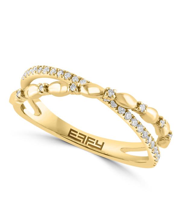 Effy 14K Yellow Gold Diamond Crossover Ring - Size 7