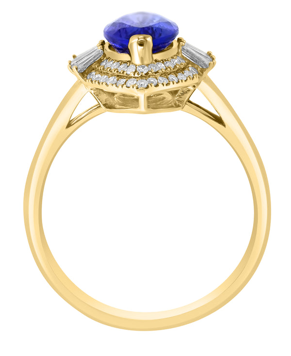 Effy 14K Yellow Gold Tanzanite & Diamond Halo Ring - Size 7