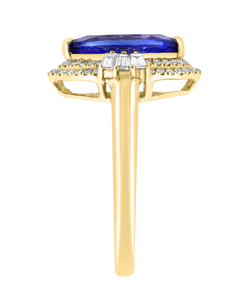 Effy 14K Yellow Gold Tanzanite & Diamond Halo Ring - Size 7