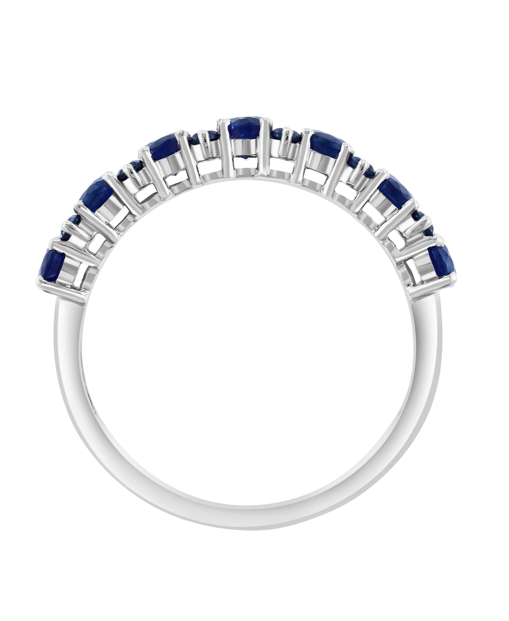 Effy 14K White Gold Sapphire & Diamond Band Ring - Size 7