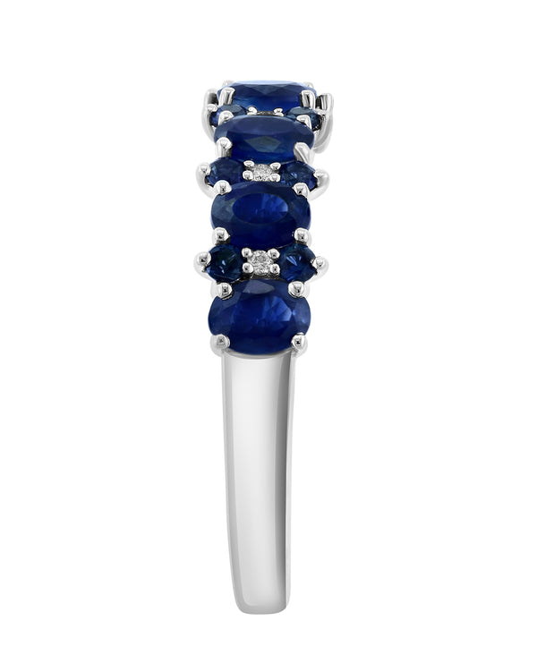 Effy 14K White Gold Sapphire & Diamond Band Ring - Size 7