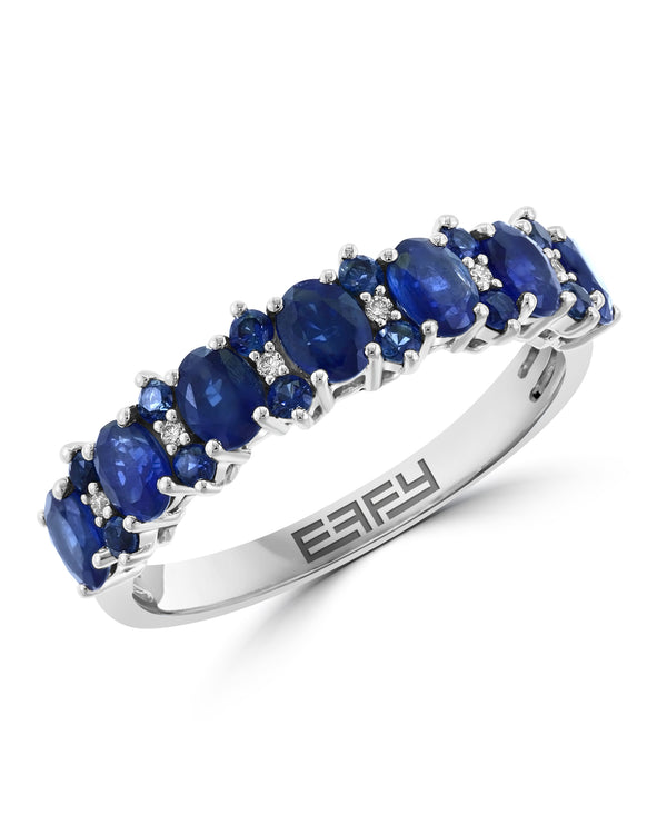 Effy 14K White Gold Sapphire & Diamond Band Ring - Size 7