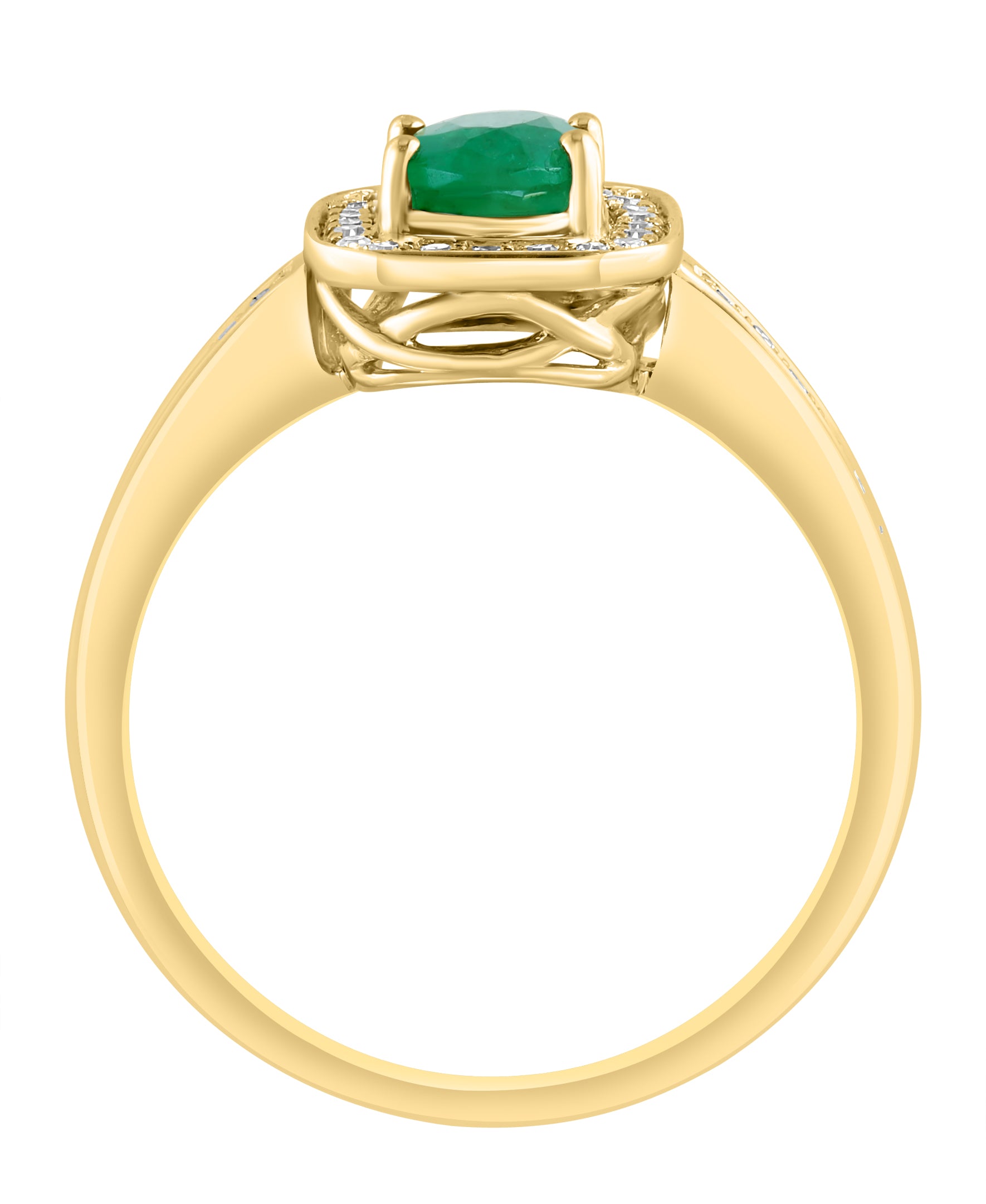 Effy 14K Yellow Gold Emerald & Diamond Halo Ring - Size 7