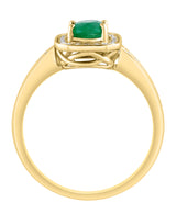 Effy 14K Yellow Gold Emerald & Diamond Halo Ring - Size 7