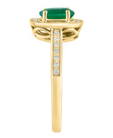 Effy 14K Yellow Gold Emerald & Diamond Halo Ring - Size 7