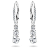 Swarovski Attract Trilogy Hoop Earrings - Round cut, White, Rhodium plated