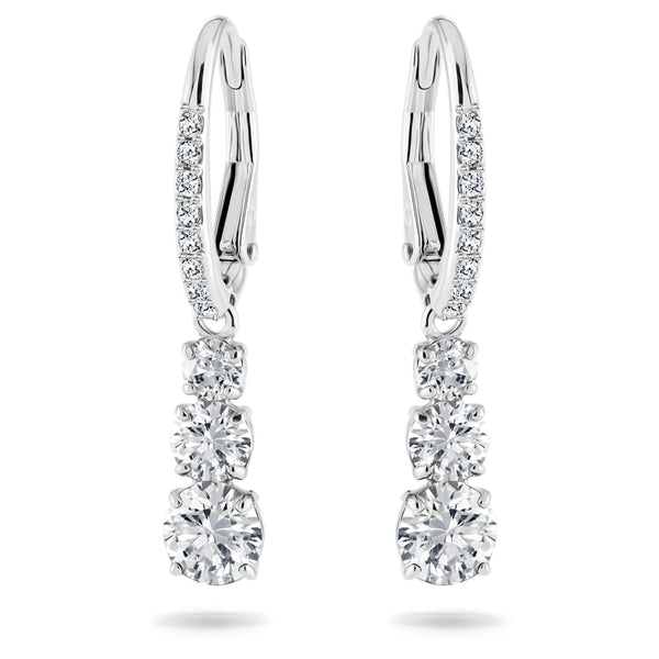 Swarovski Attract Trilogy Hoop Earrings - Round cut, White, Rhodium plated