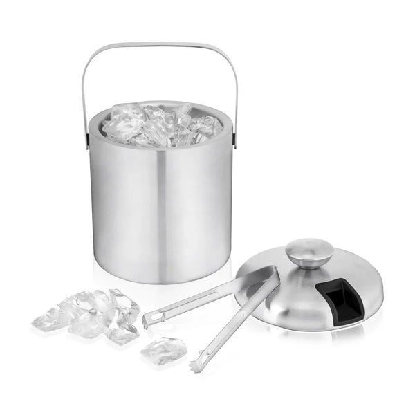 True Double Walled Stainless Steel Ice Bucket With Tongs