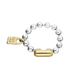 UNOde50 Gold Padlock Charm Silver Beaded Bracelet - Medium
