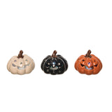 C&F Home Orange White & Black LED Pumpkin Figurine