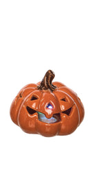 C&F Home Orange White & Black LED Pumpkin Figurine