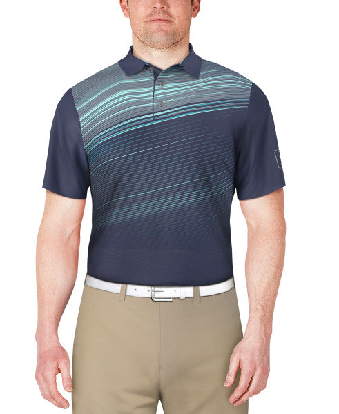 PGA Tour Mens Asymmetric Stripe Short Sleeve Polo