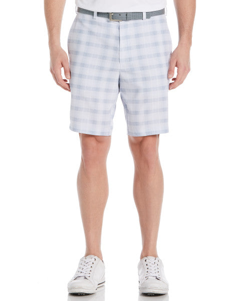 PGA Tour Mens 9" Shadow Plaid Golf Shorts with Active Waistband