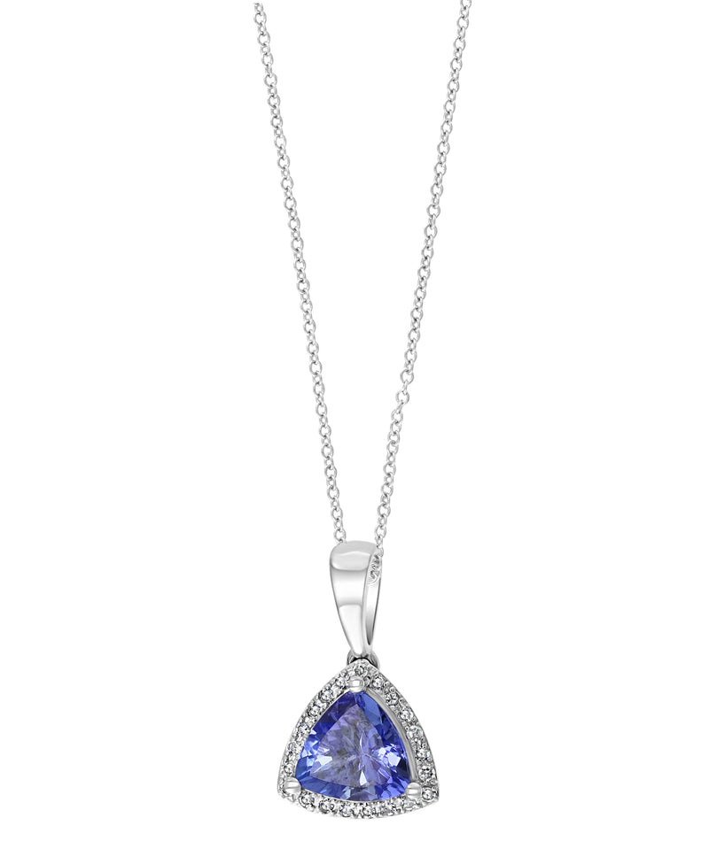 Effy 14K White Gold Tanzanite & Diamond Triangle Pendant Necklace