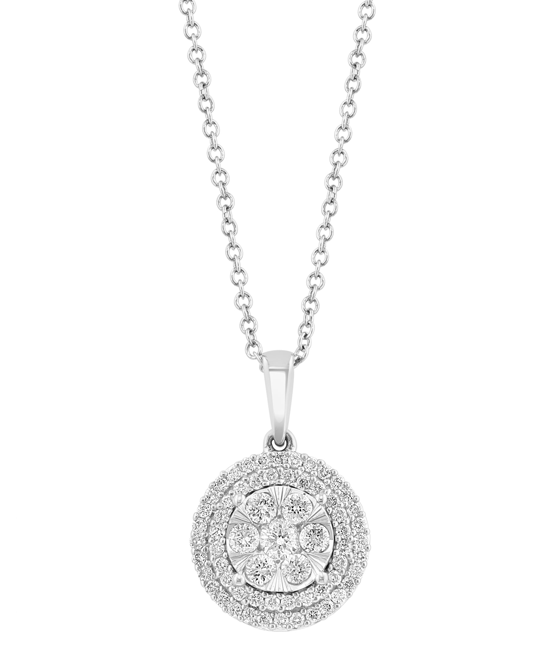 Effy 14K White Gold & Diamond Halo Pendant Necklace