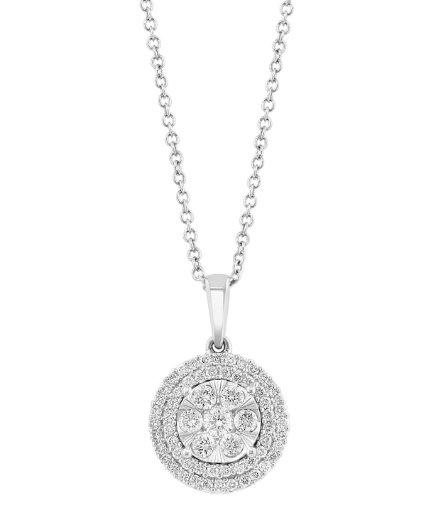Effy 14K White Gold & Diamond Halo Pendant Necklace