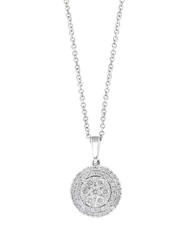 Effy 14K White Gold & Diamond Halo Pendant Necklace