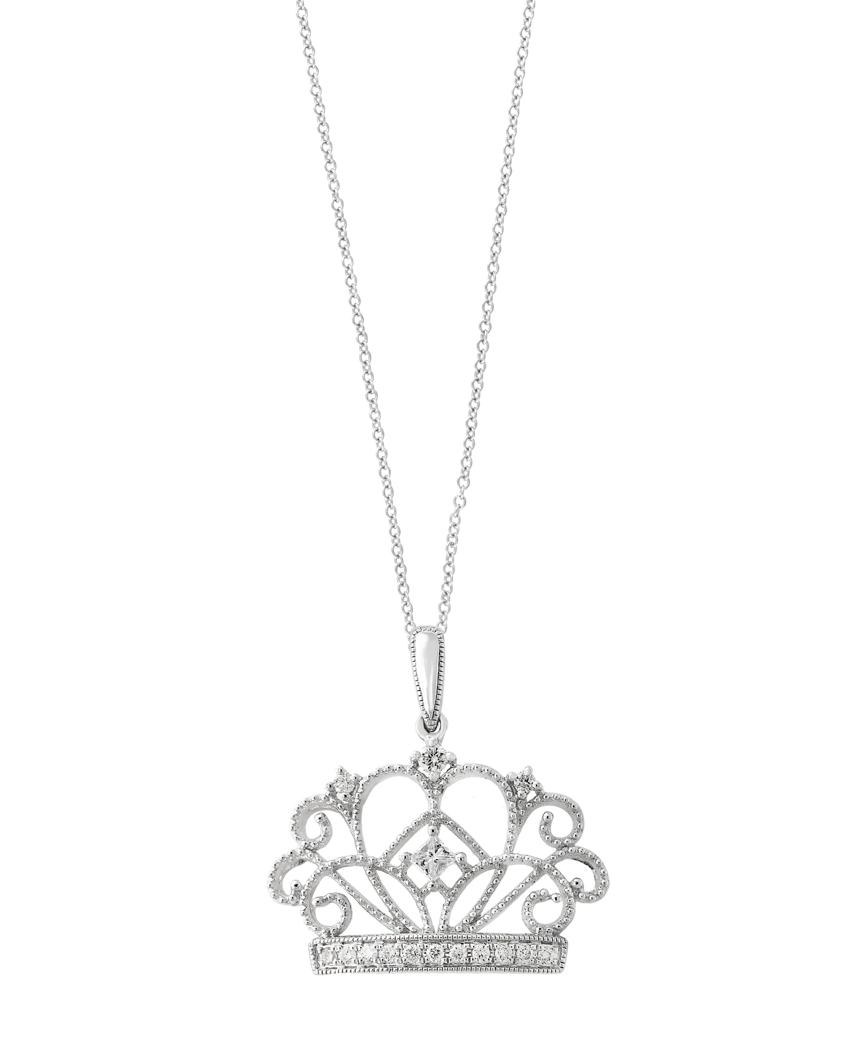 Effy 14K White Gold Diamond Crown Pendant Necklace