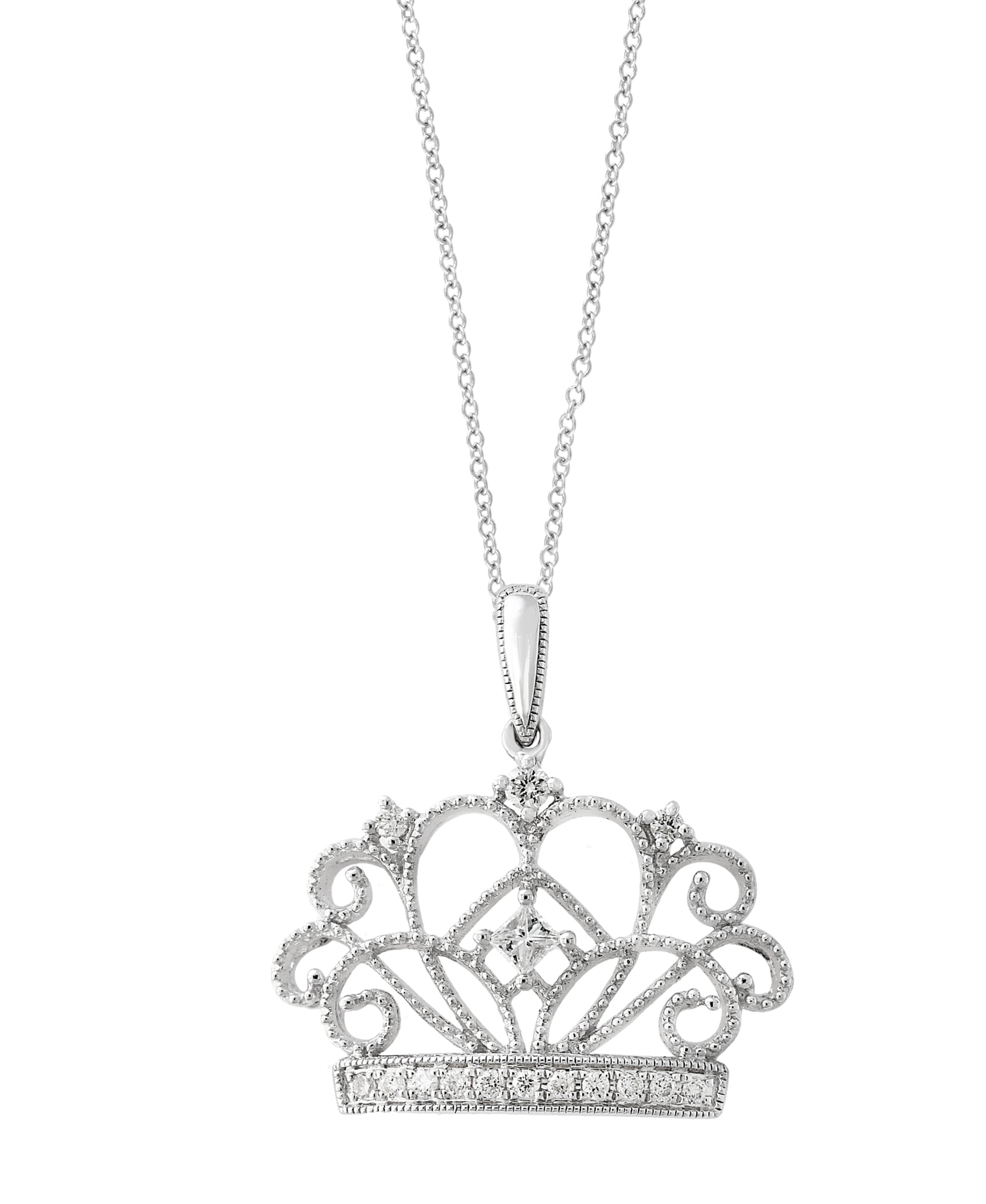 Effy 14K White Gold Diamond Crown Pendant Necklace