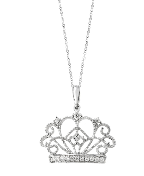 Effy 14K White Gold Diamond Crown Pendant Necklace