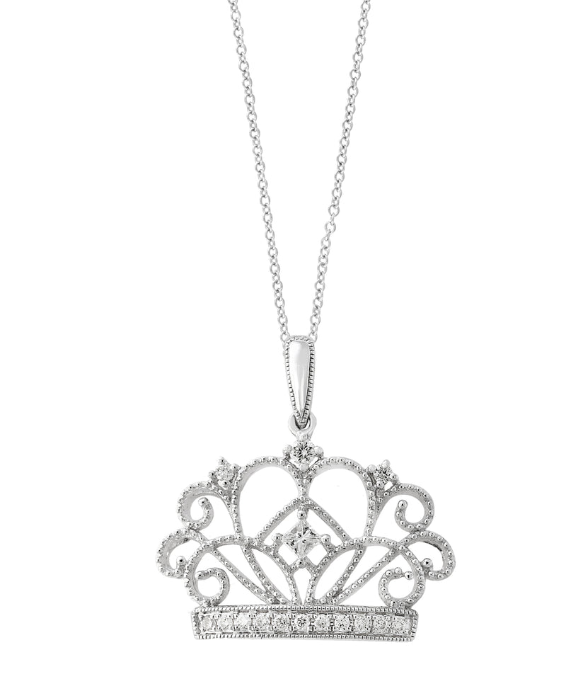 Effy 14K White Gold Diamond Crown Pendant Necklace