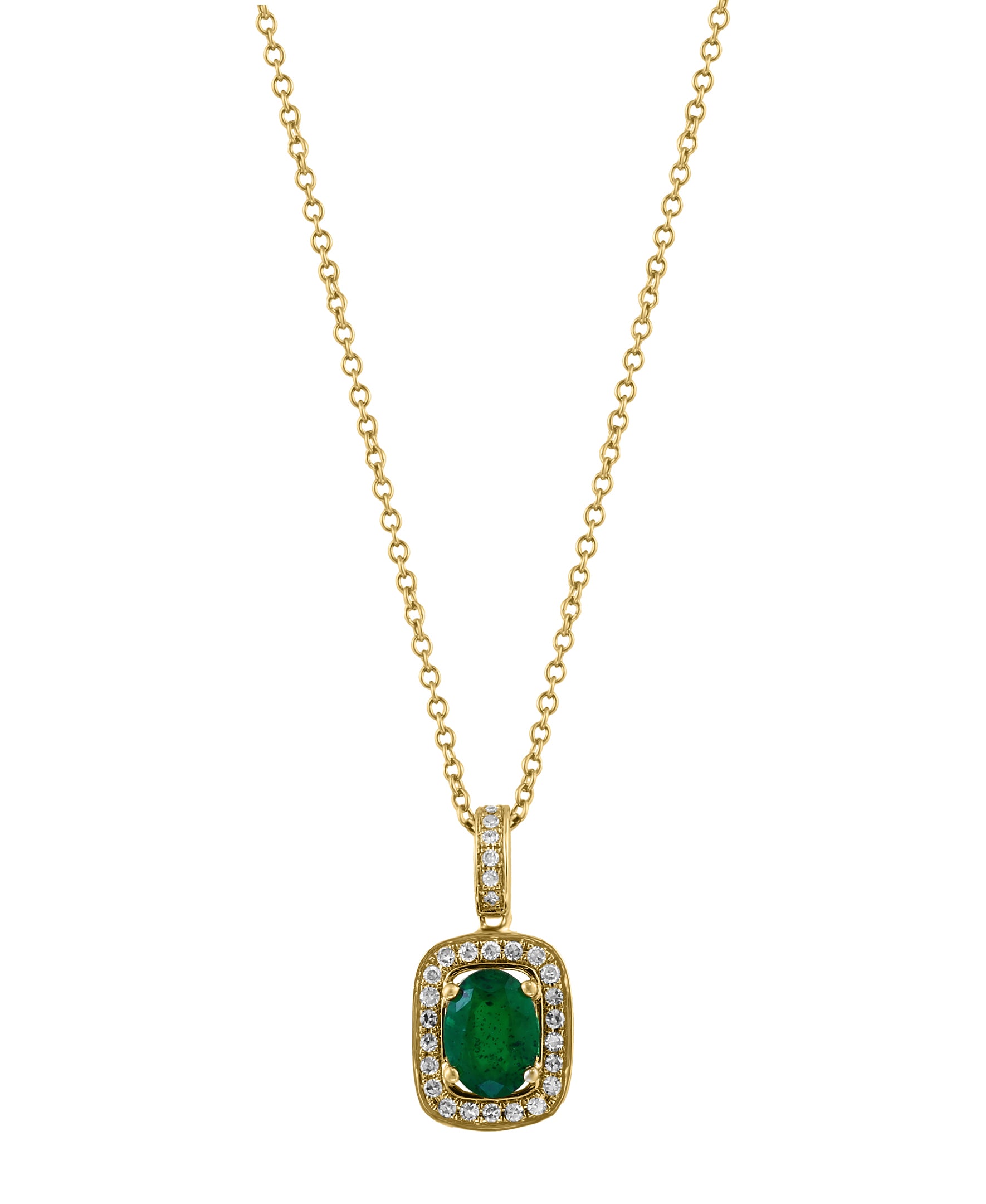 Effy 14K Yellow Gold Emerald & Diamond Pendant Necklace