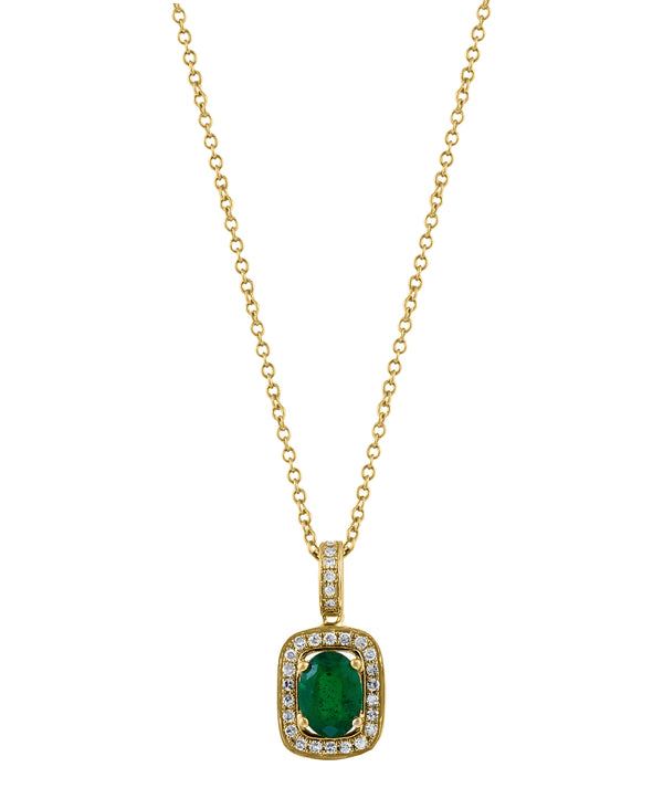 Effy 14K Yellow Gold Emerald & Diamond Pendant Necklace