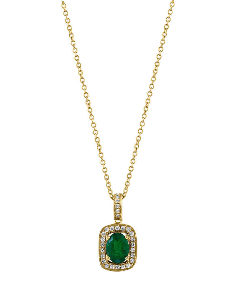 Effy 14K Yellow Gold Emerald & Diamond Pendant Necklace
